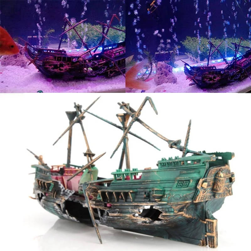 Large Sunken Boat Aquarium Decoration