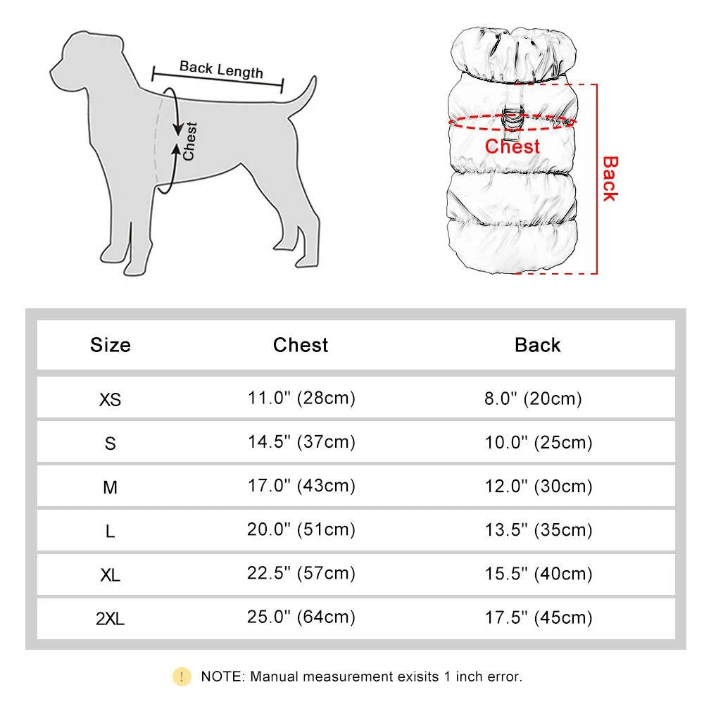 Warm Winter Dog Jacket, Small & Medium Dogs