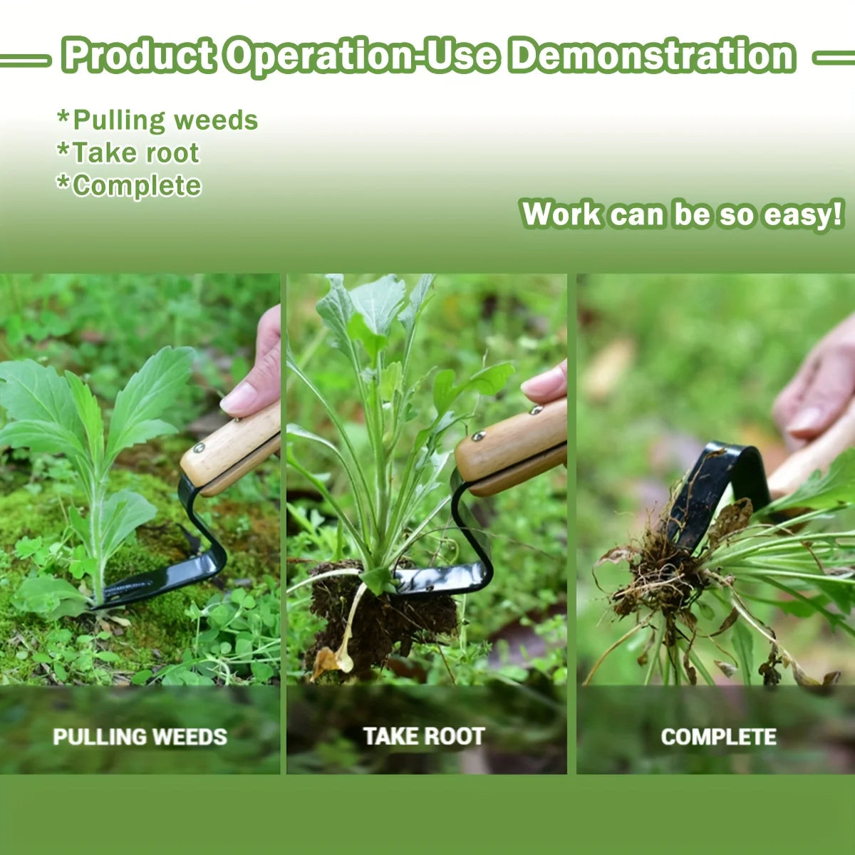 Stainless Steel Weed Puller with Wooden Handle