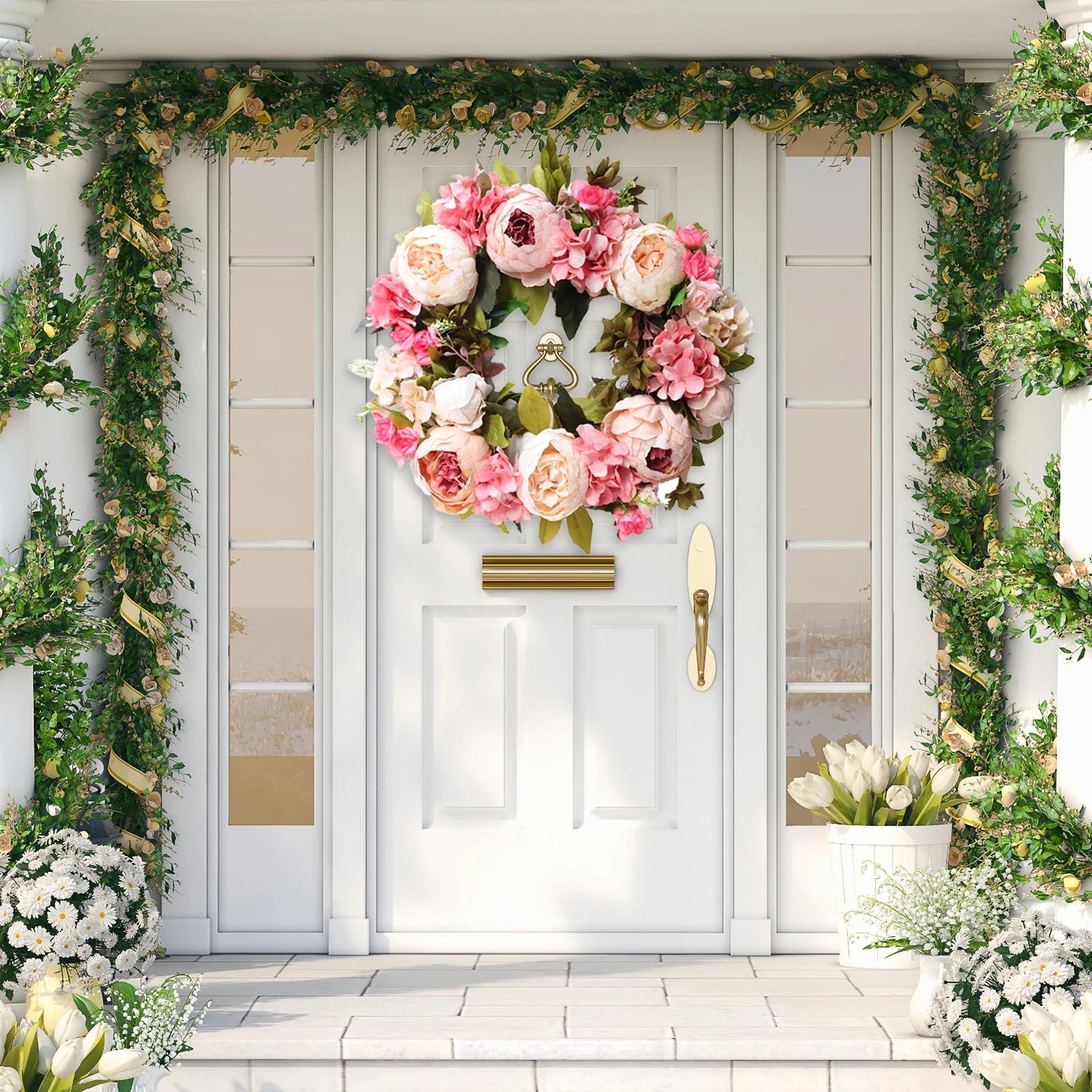 Peony Round Floral Wreath