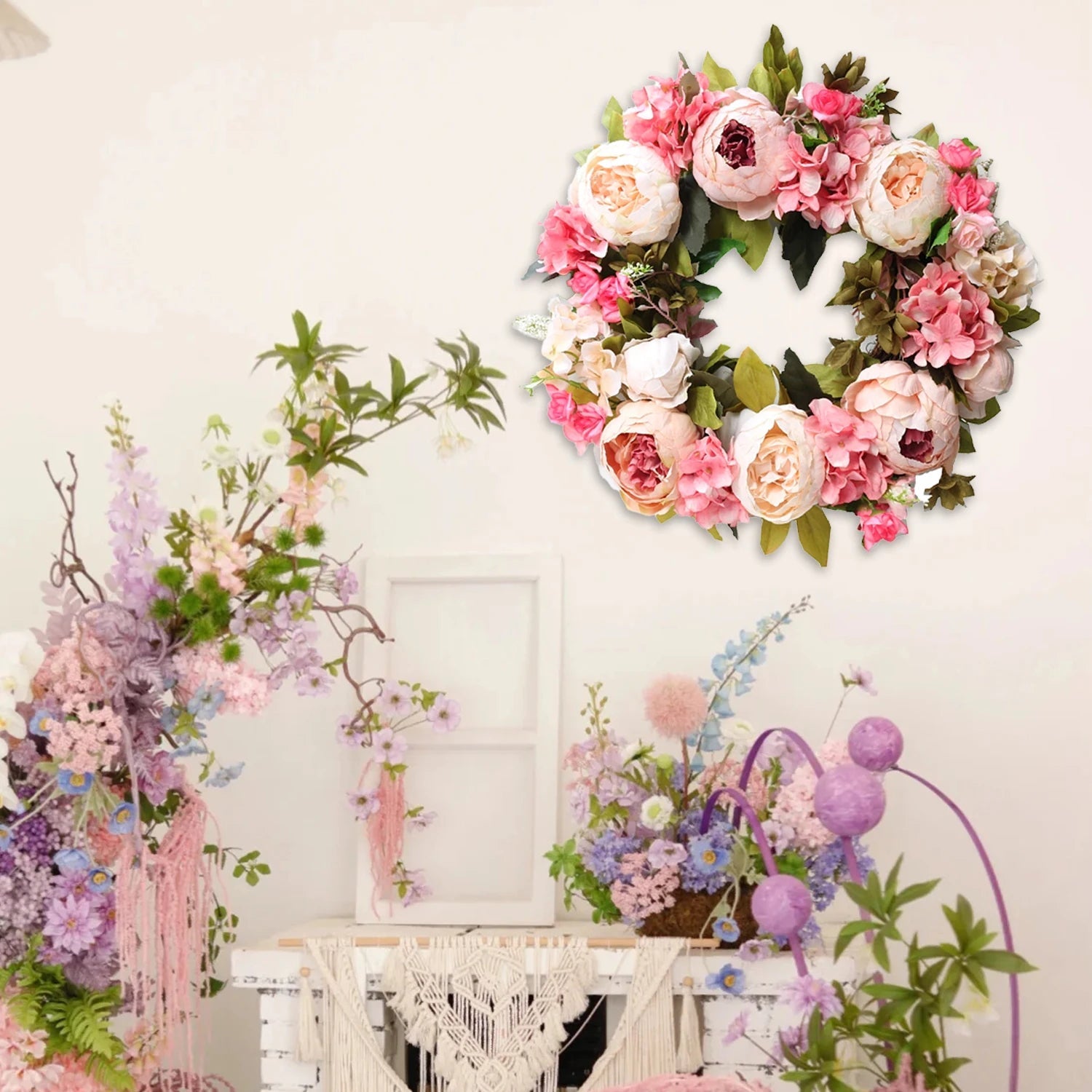 Peony Round Floral Wreath