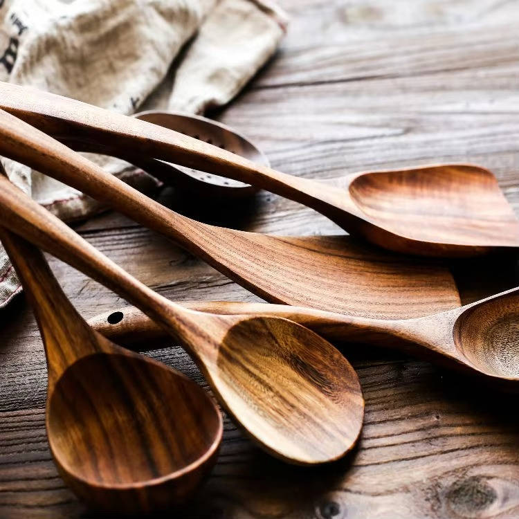 6-Piece Natural Wooden Utensils Set