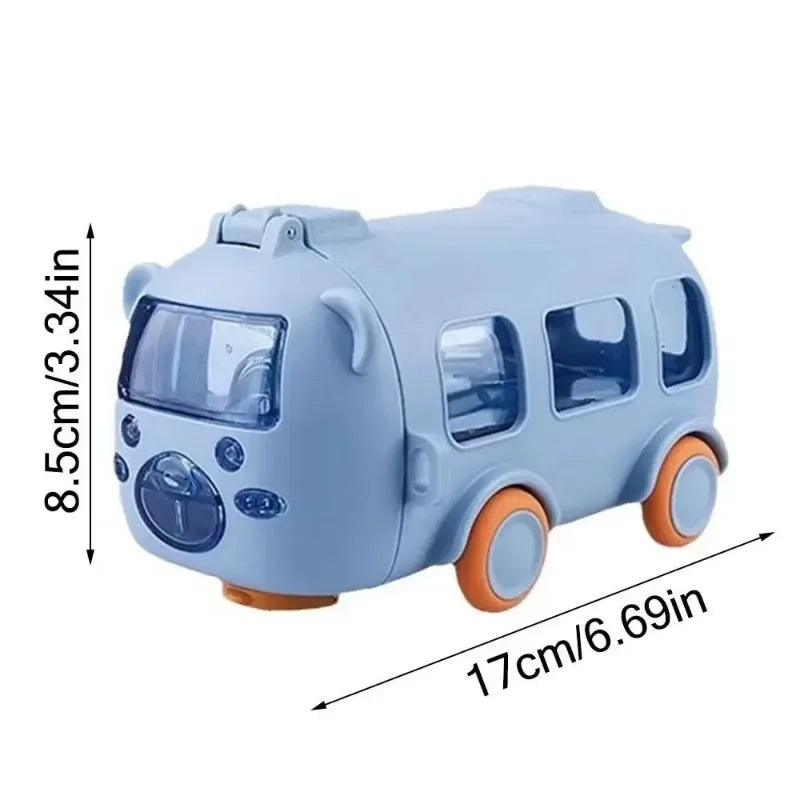Cartoon Bus Kids Water Bottle with Straw
