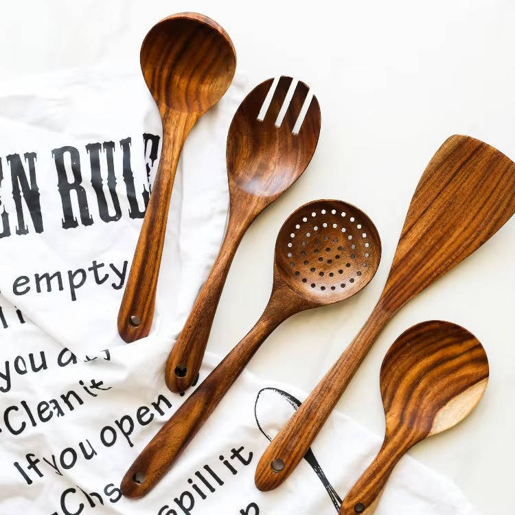 6-Piece Natural Wooden Utensils Set