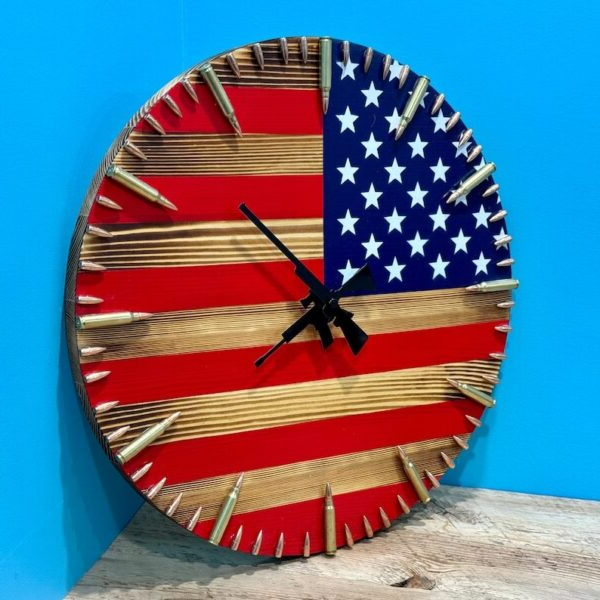 Handmade American Flag Bullet Clock