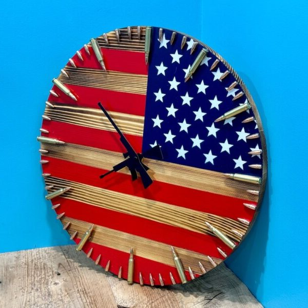 Handmade American Flag Bullet Clock