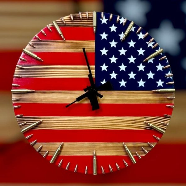 Handmade American Flag Bullet Clock