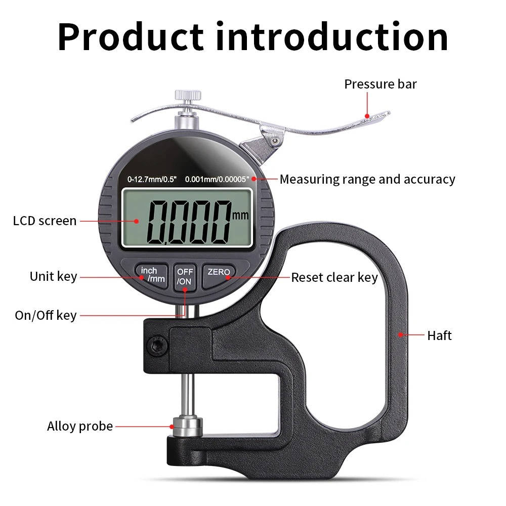Thickness Gauge Measure Thickness Of Paper Cloth Metal 0.00
