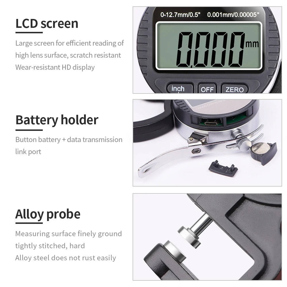 Thickness Gauge Measure Thickness Of Paper Cloth Metal 0.00