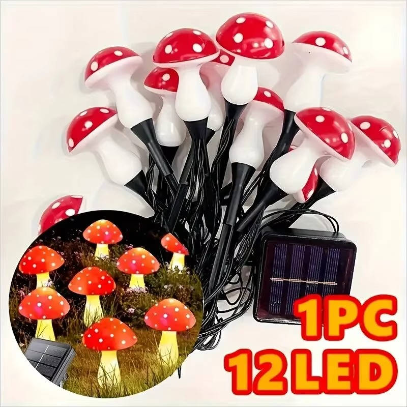LED Solar Mushroom Garden Lights, Set of 12