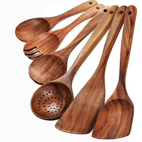 6-Piece Natural Wooden Utensils Set