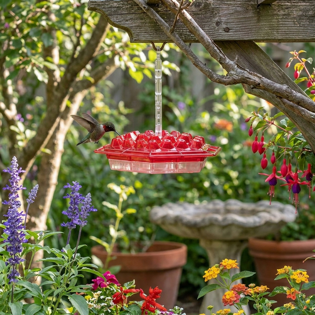 Hummingbird Feeder With Ant Moat lifestyle