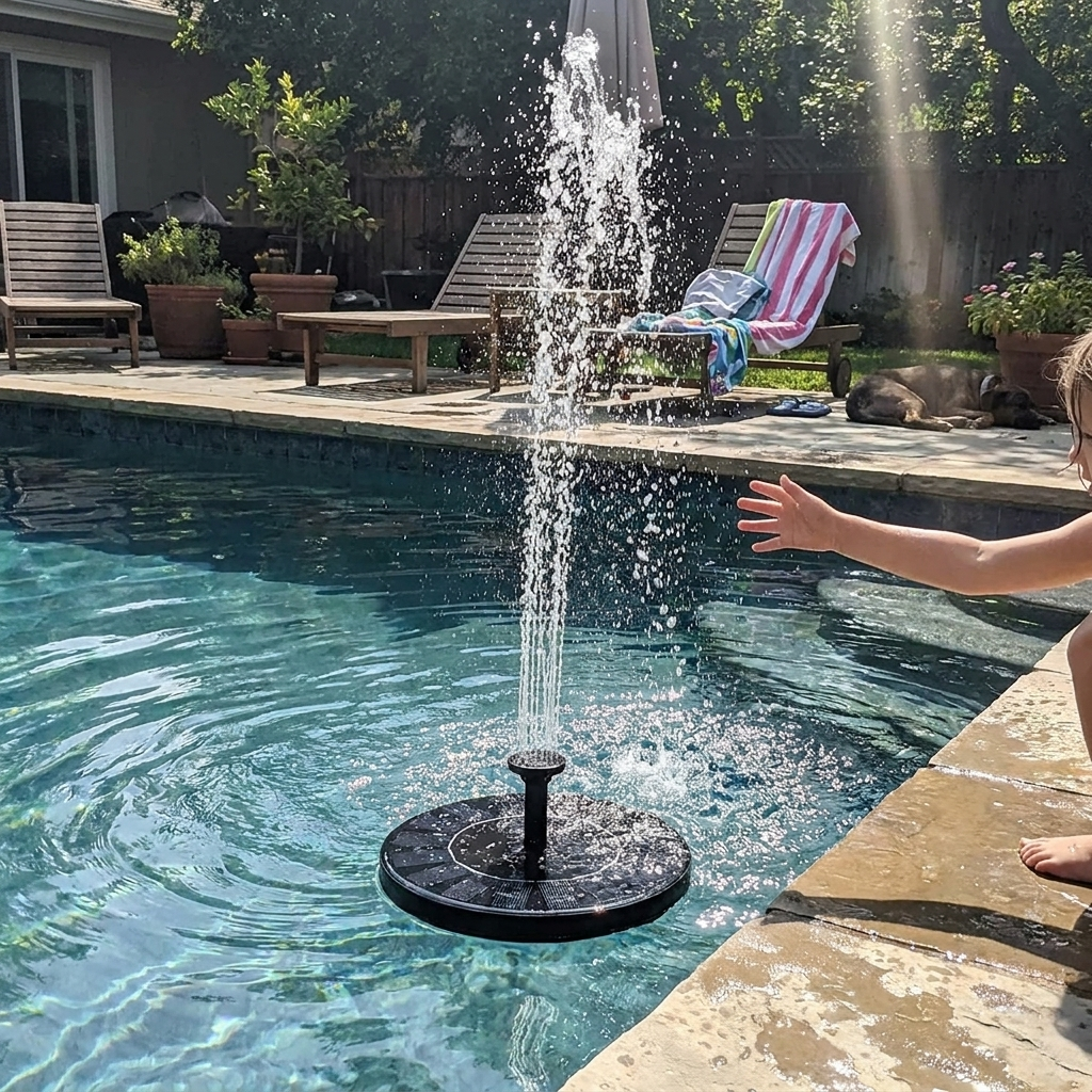 Solar Fountain Pump Floating Water Decor lifestyle