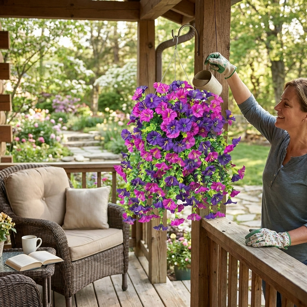 Artificial Morning Glory Hanging Decor lifestyle