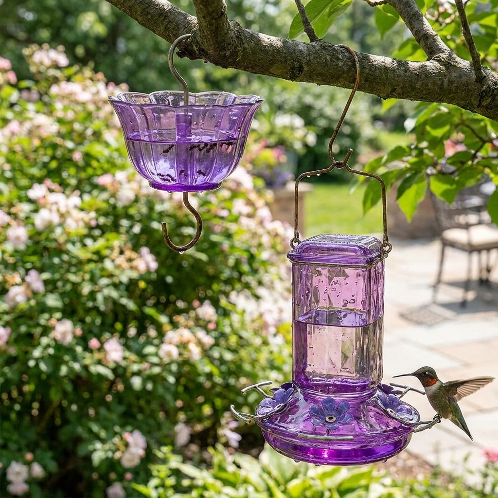 24oz Leak Proof Glass Hummingbird Feeder lifestyle