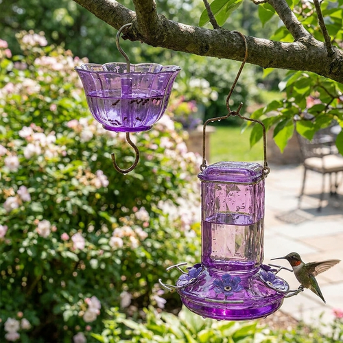 24oz Leak Proof Glass Hummingbird Feeder lifestyle