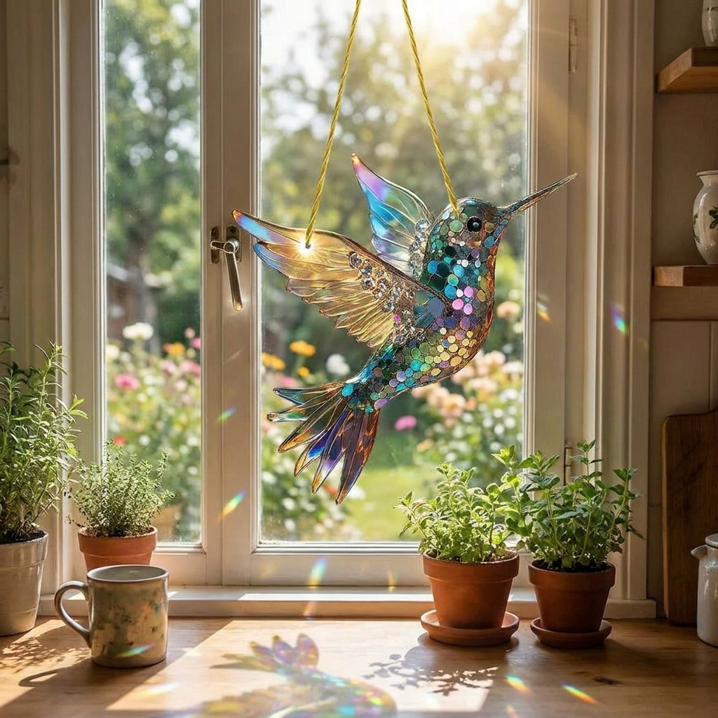 Hummingbird Suncatcher Window Hanging lifestyle