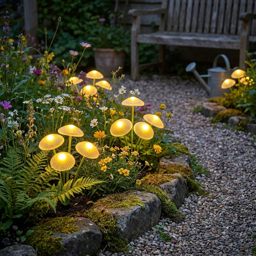 Solar Swaying Mushroom Garden Lights lifestyle