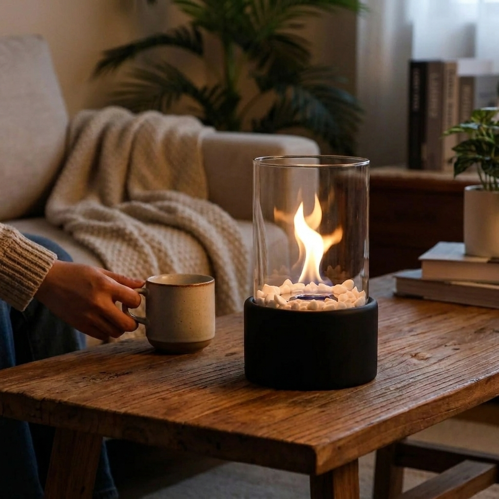 Portable Glass Tabletop Fireplace lifestyle
