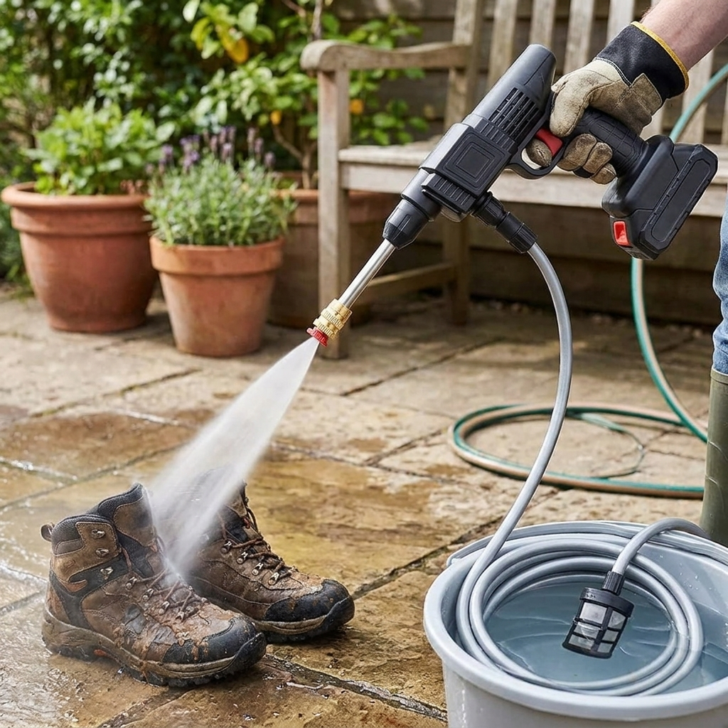 Cordless Portable High Pressure Spray Water Gun Set lifestyle
