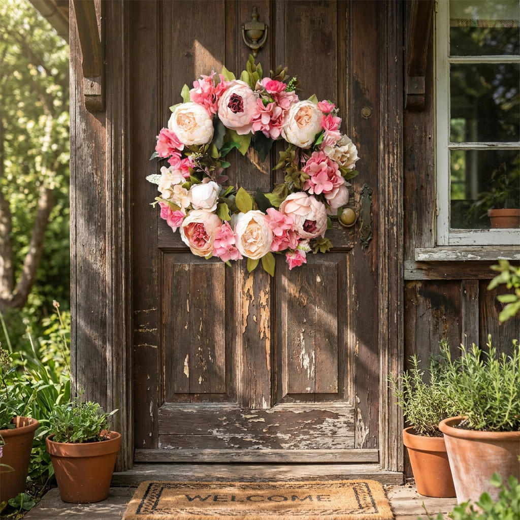 Peony Round Wreath lifestyle