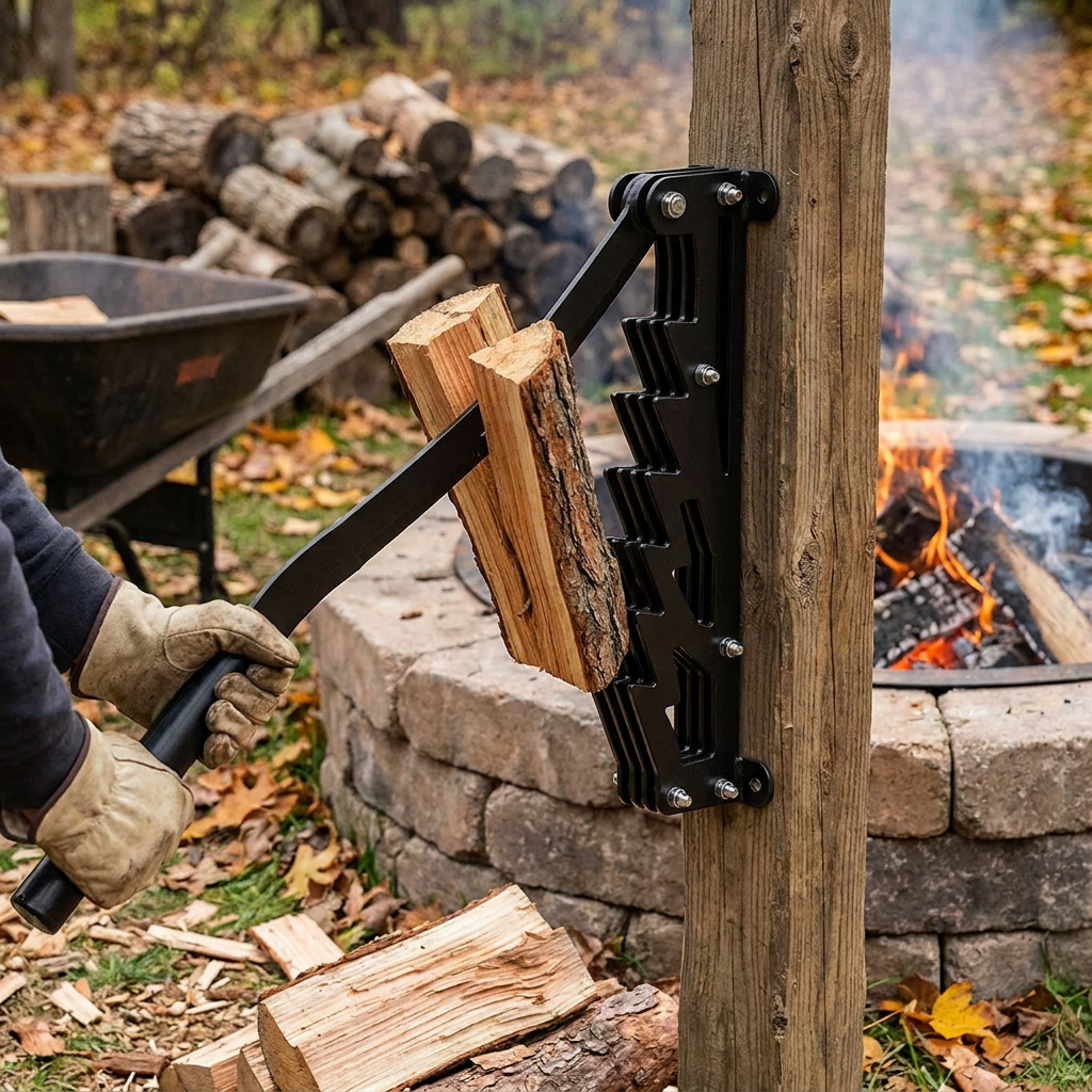 Wall Mounted Firewood Kindling Splitter lifestyle
