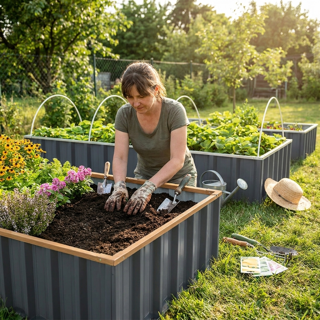 Outdoor Raised Garden Bed lifestyle