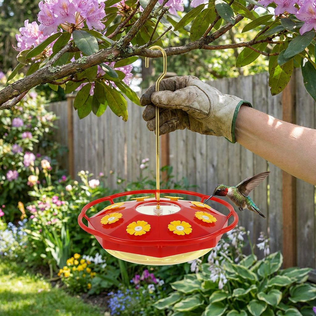 Flower-Shaped Hummingbird Feeder lifestyle