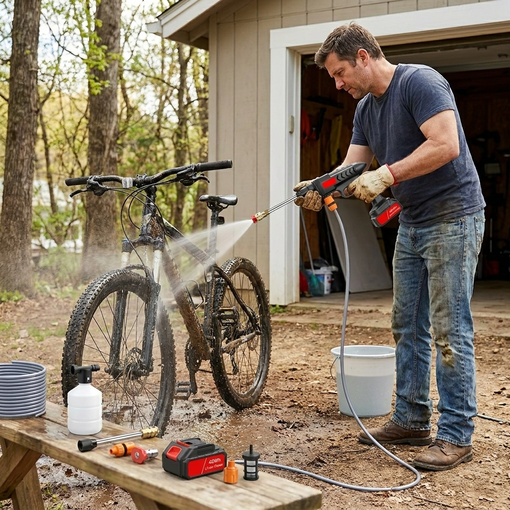 Cordless High-Pressure Car Wash Water Gun lifestyle