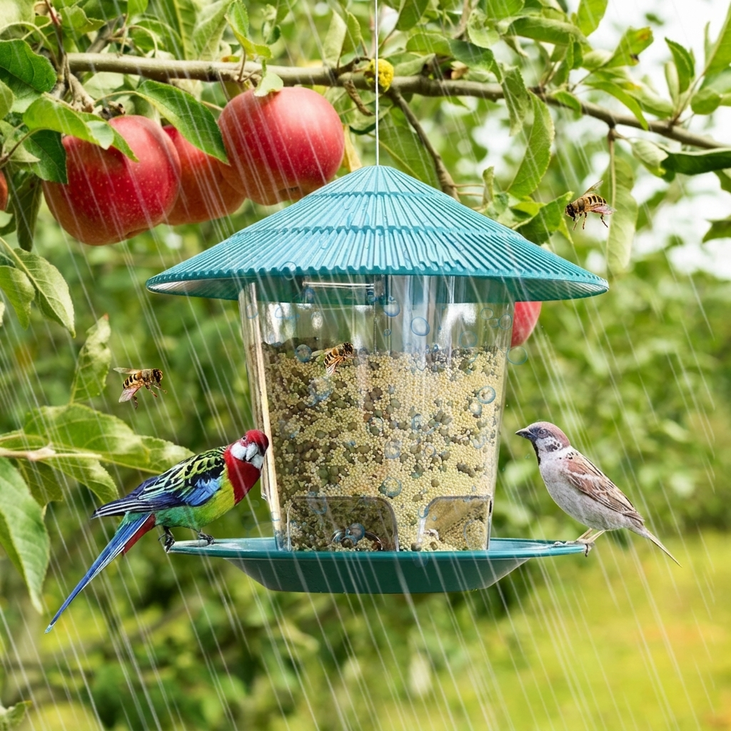 Hanging Bird Feeder with Auto Seed Dispenser lifestyle