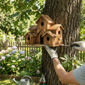 Handcrafted Wooden Birdhouse with 6 Holes lifestyle