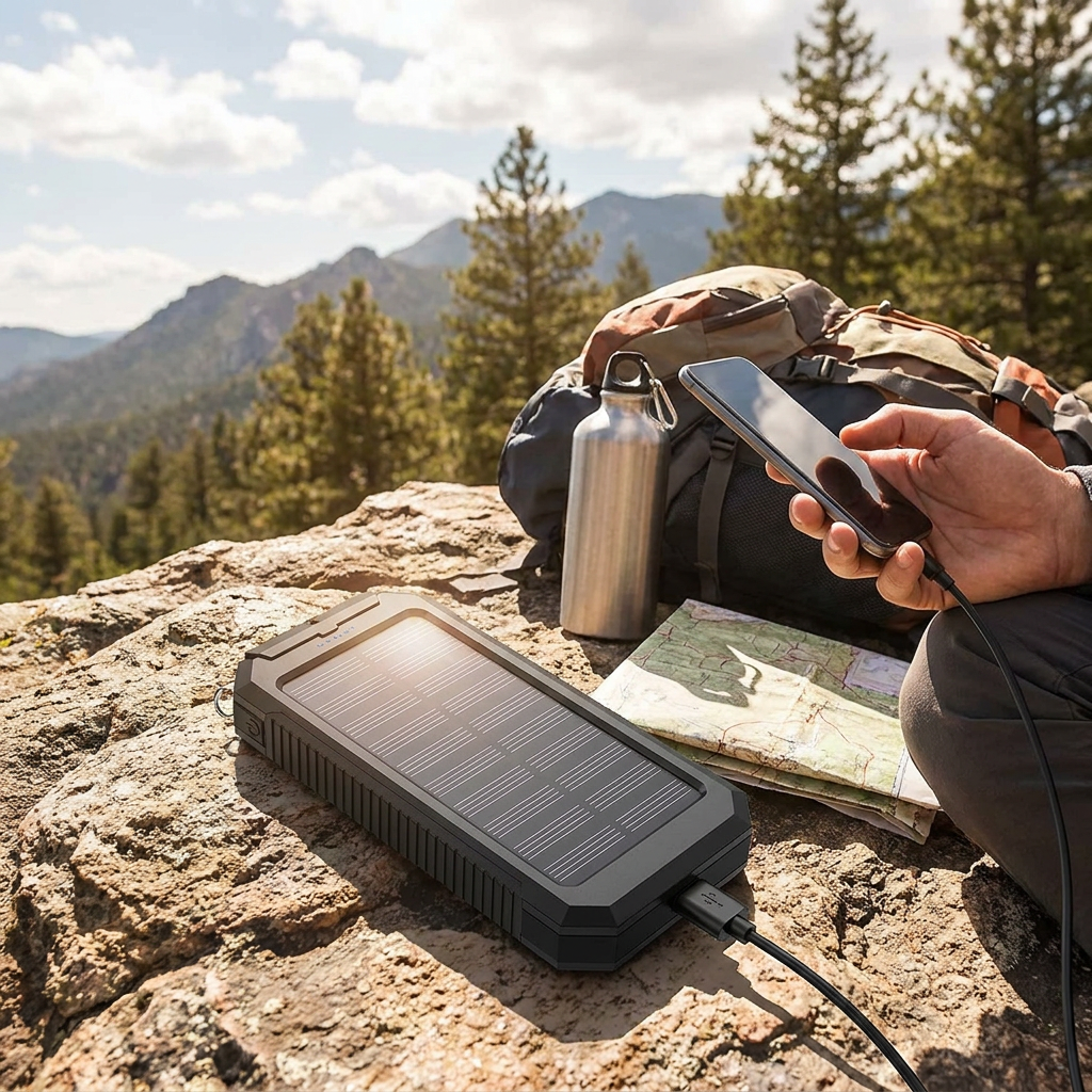 Solar Waterproof Power Bank with LED lifestyle