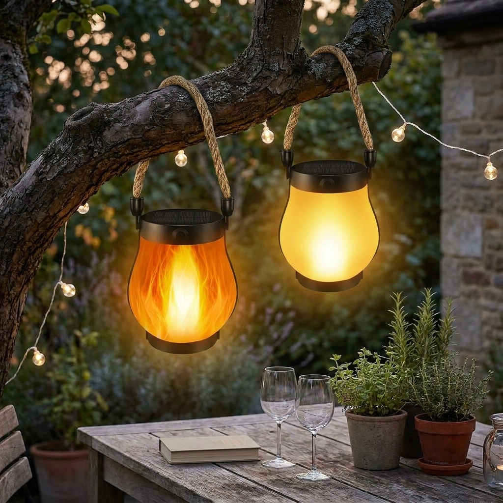 Solar Outdoor Porch Flame Lantern lifestyle