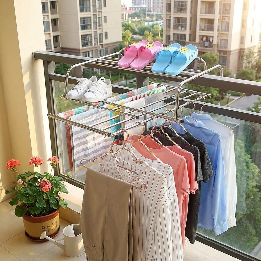 Foldable Balcony Clothes Dryer lifestyle