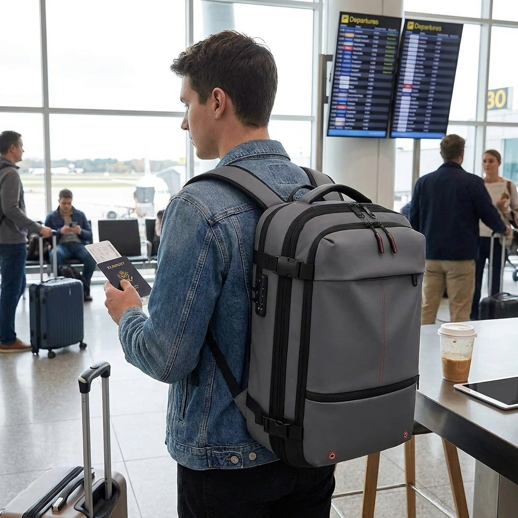 Vacuum Compression Travel Backpack lifestyle