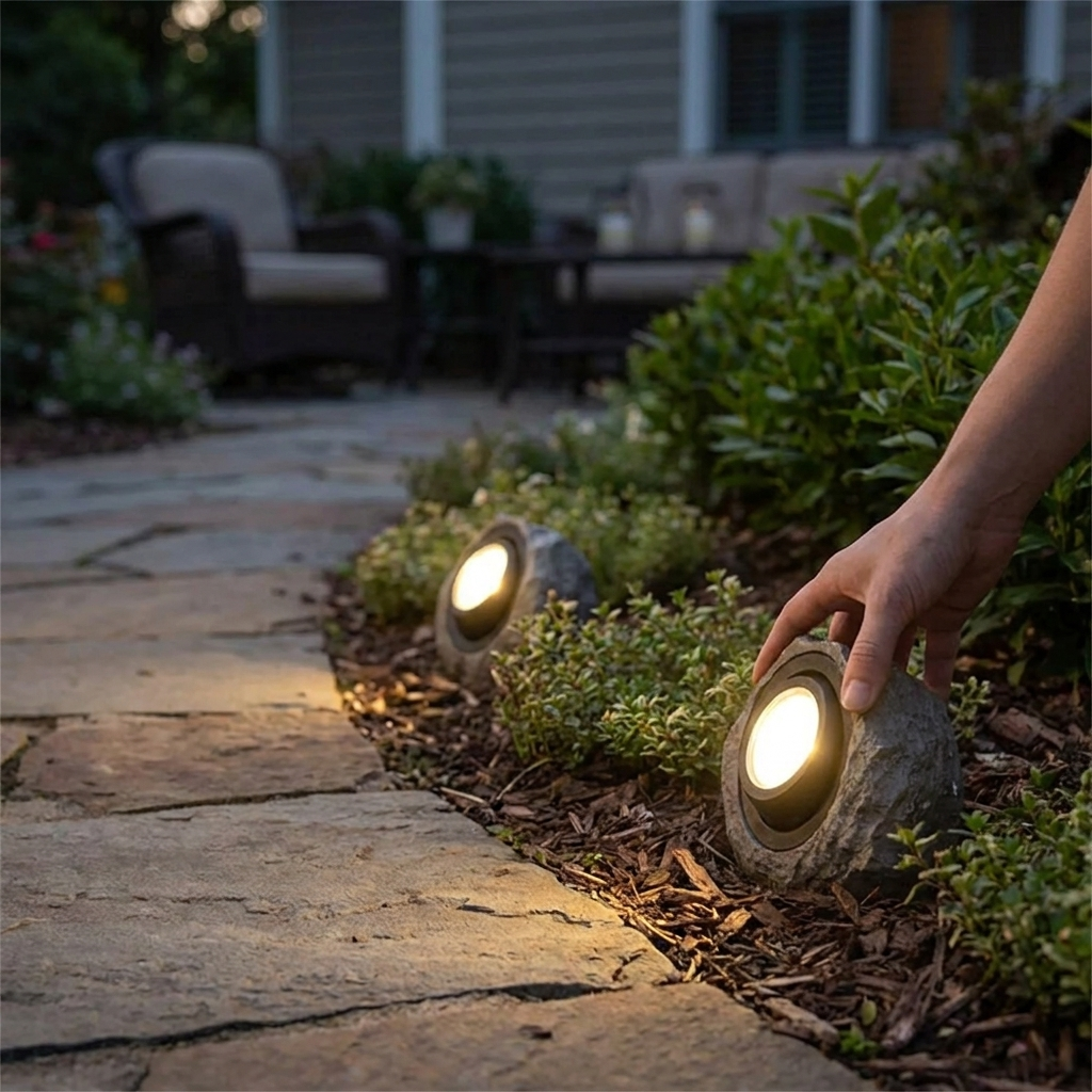 Stonelight Solar Pathway Rock Light lifestyle