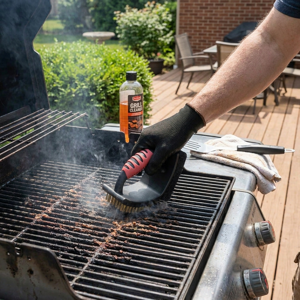 3-in-1 Grill Brush with Brass Bristles lifestyle