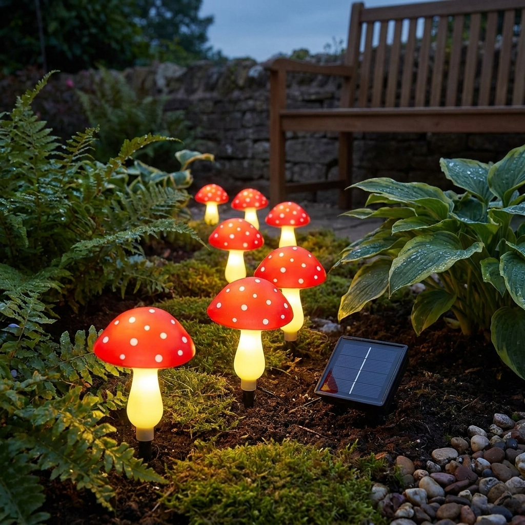 LED Solar Mushroom Garden Lights lifestyle