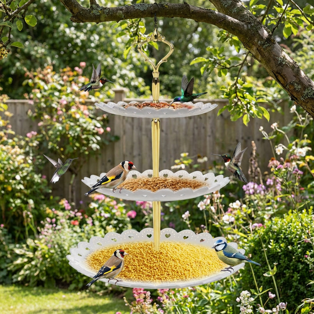 3-Tier Hanging Bird Feeder & Bath Combo lifestyle