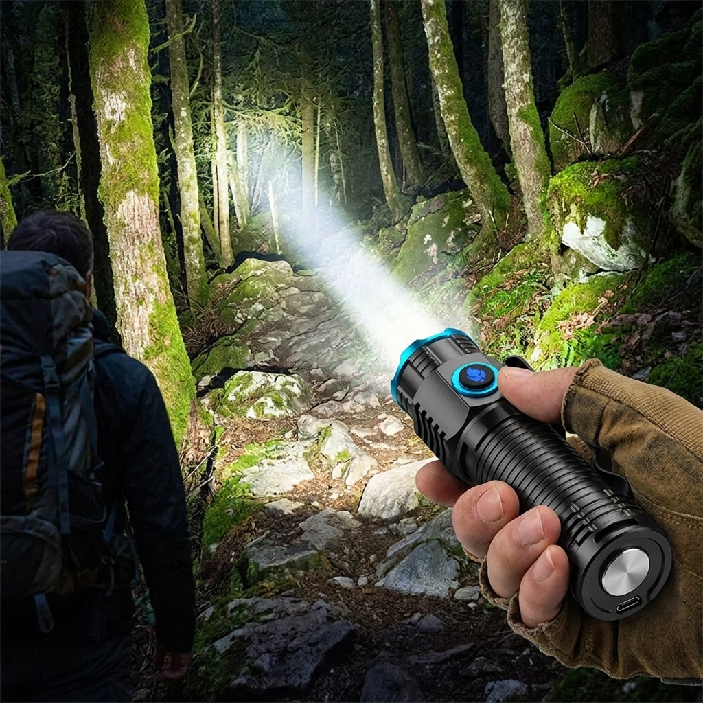 Compact Rechargeable LED Flashlight Torch lifestyle