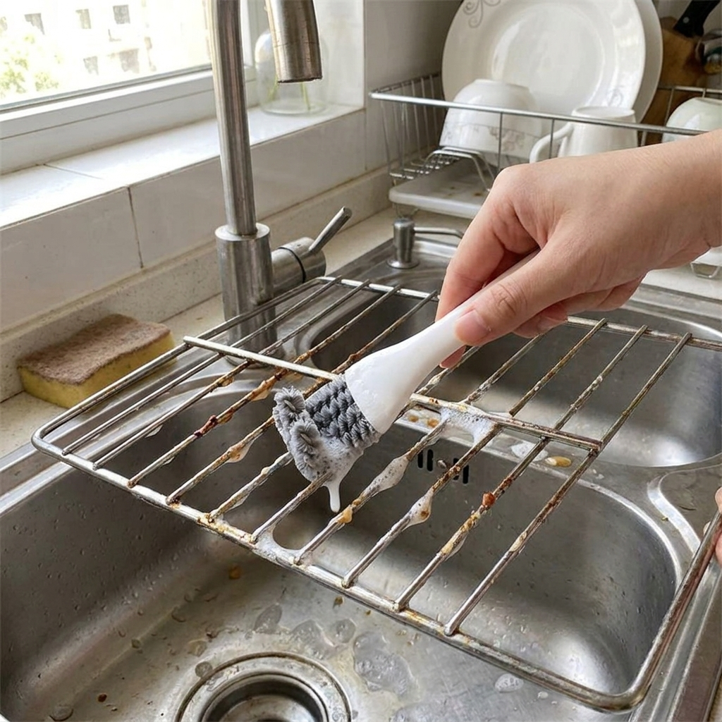 V-Shaped BBQ Grill Brush with Scraper lifestyle