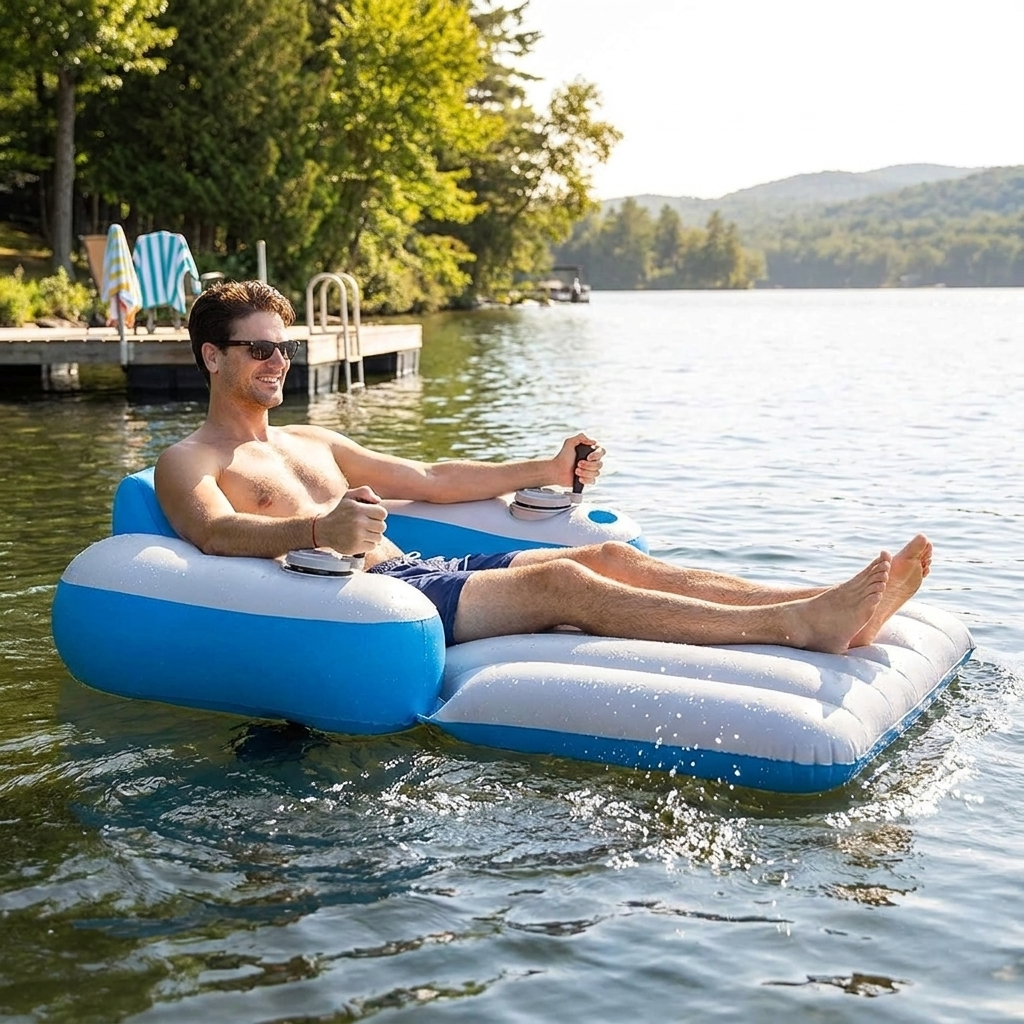 Motorized Splash Pool Runner Lounger lifestyle