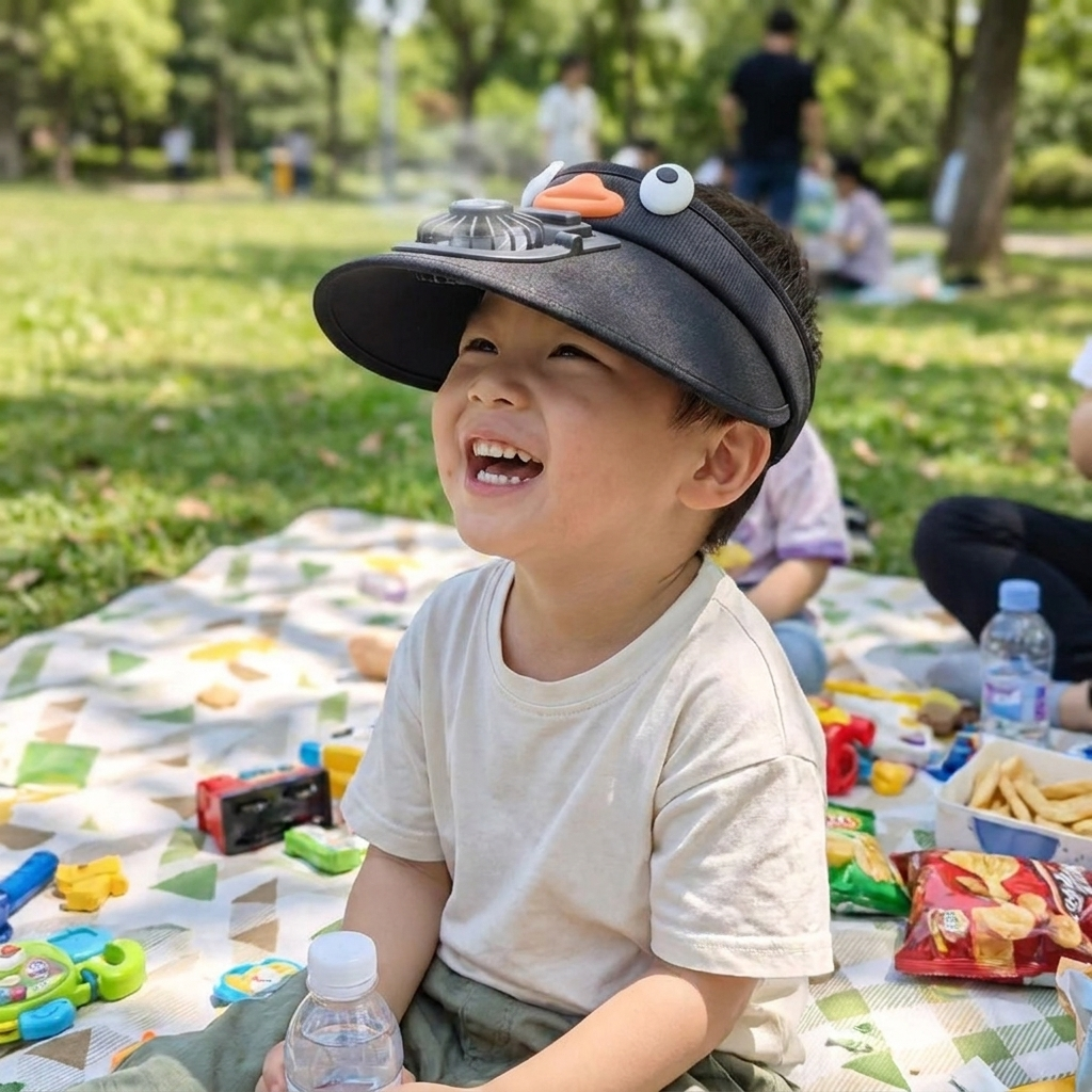 Kids Sun Visor Hat with Cooling Fan lifestyle