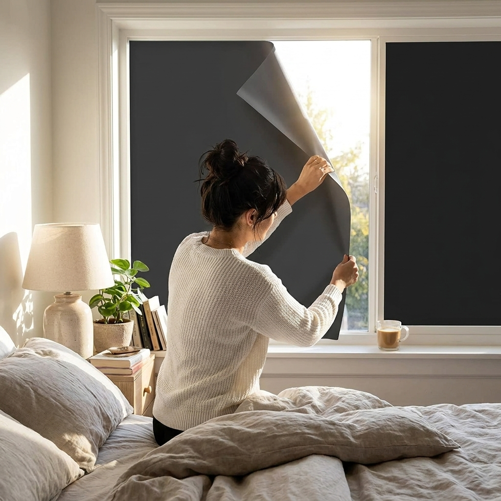 Adhesive Blackout Sun-Blocking Window Shade lifestyle