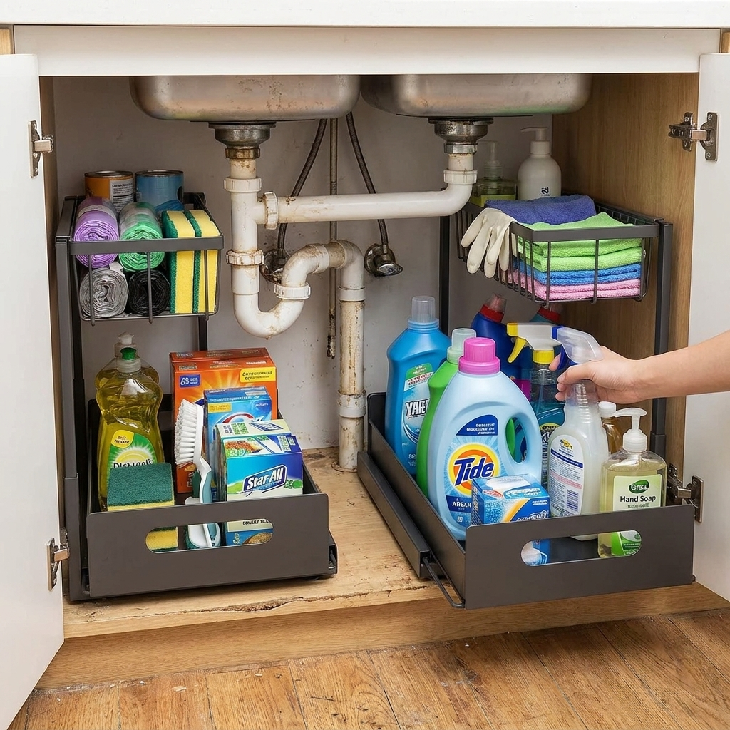 2 Tier Slide Out Under Sink Organizer lifestyle