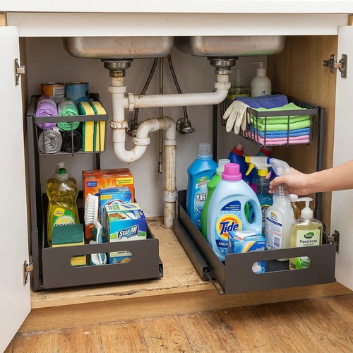 2 Tier Slide Out Under Sink Organizer lifestyle