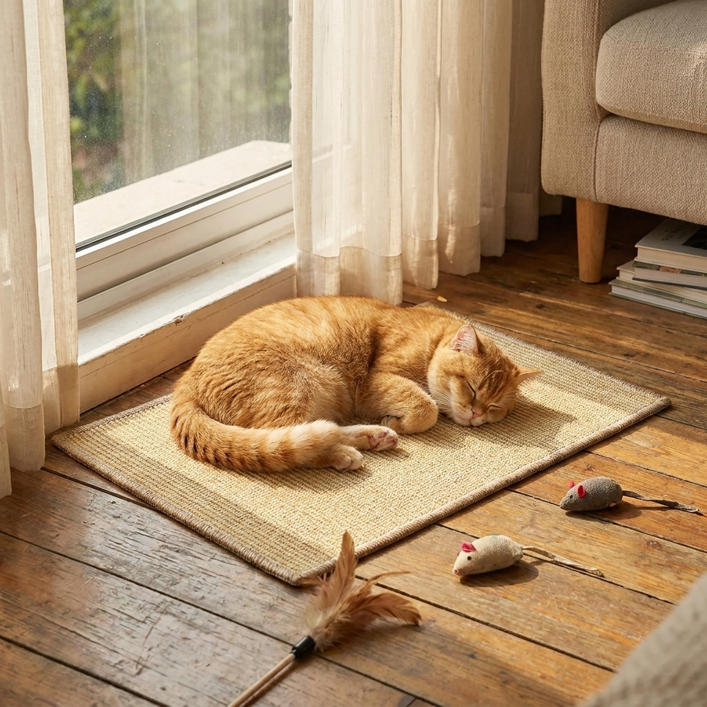 Sisal Cat Scratcher Board Mat lifestyle