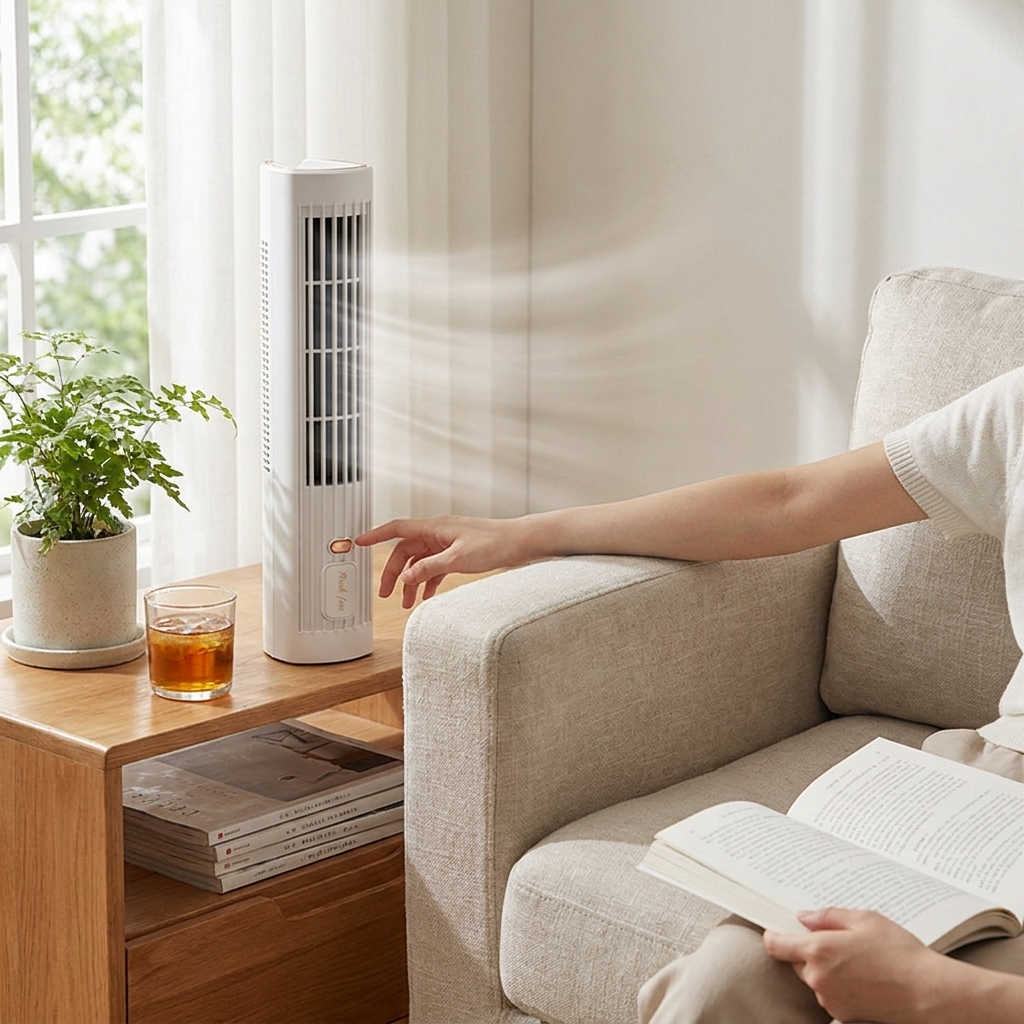 USB Rechargeable Portable Air Conditioner Tower Fan lifestyle