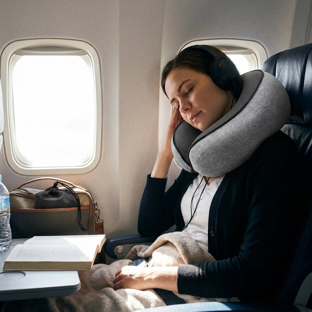 Snail Style Memory Foam Travel Curved Neck Pillow lifestyle