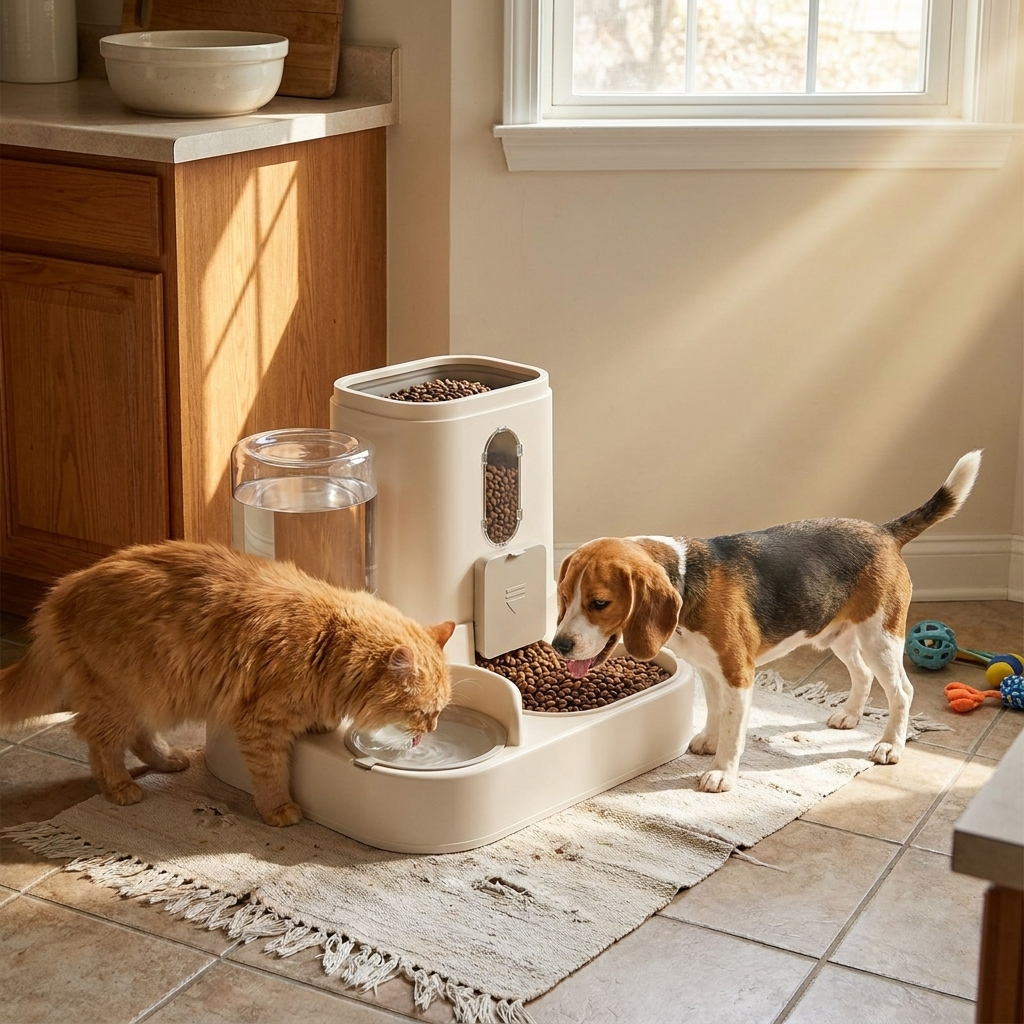 2 in 1 Dog and Cat Feeder with Water Dispenser lifestyle